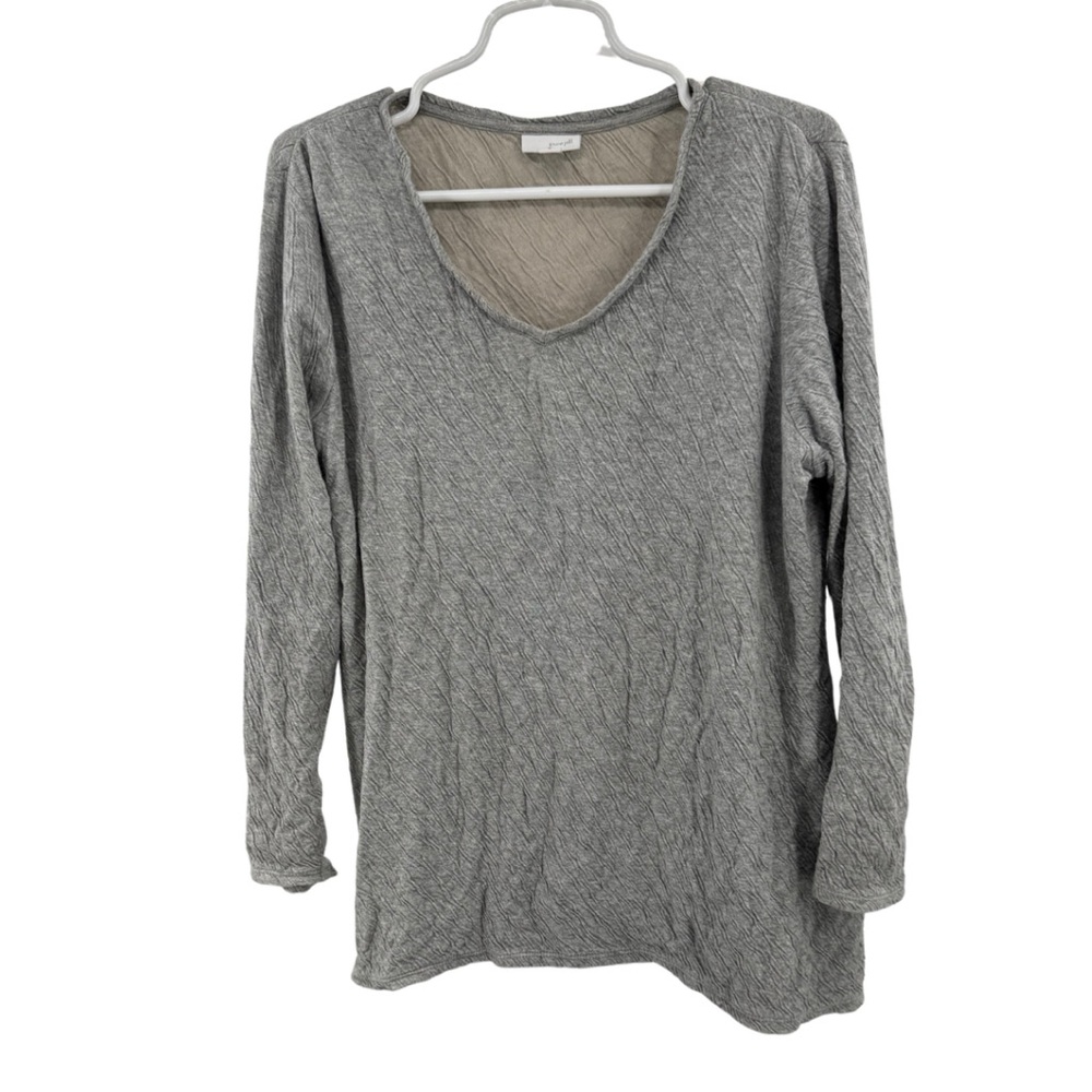 Pure Jill J.Jill textured Heather Gray Long Sleeve Women's Top scoop neck M